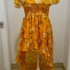 Caroline Constas Couture Vibrant Yellow-Orange Multi-colored Dress
